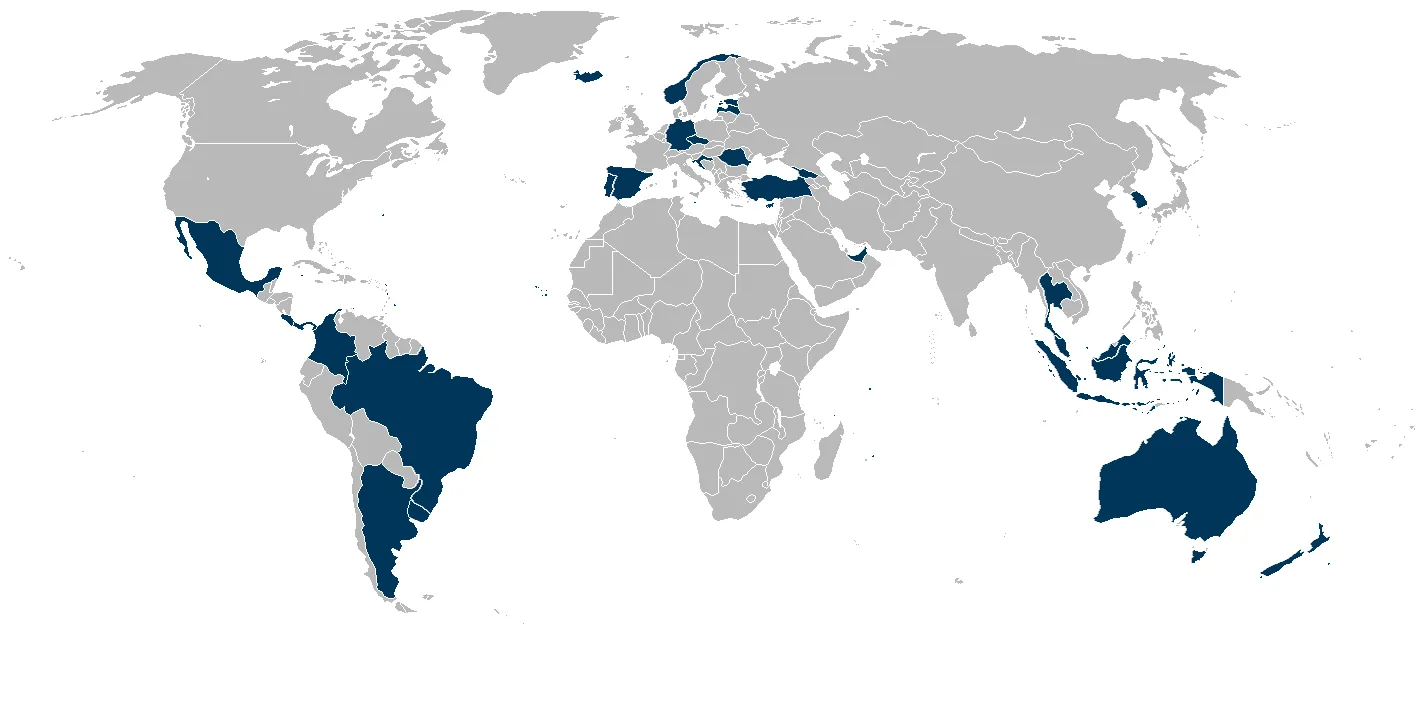 World map highlighting countries with Digital Nomad Visa programs